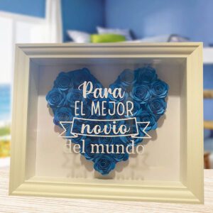 Cuadro Rosas Azul ”Para la mejor novio del mundo”