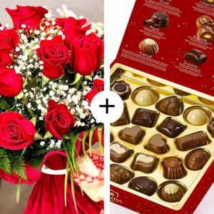 Pack PREMIUM: Ramo de 18 Rosas + Chocolate