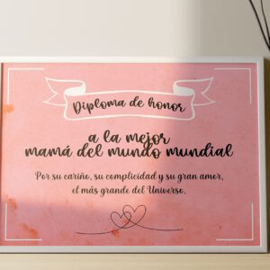 Diploma de honor Personalizado para Mamás